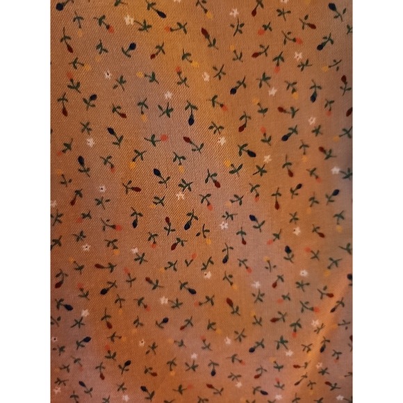 LL Bean Shirt Dress Retro Cottage‎ Prairie Boho Silk Drop Waist Floral Tan Sz 6 - Picture 6 of 13